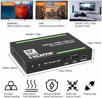 Amazon | BUNGPUNG 8K@60Hz HDMI ARC/eARC 音声分離器 オーディオ